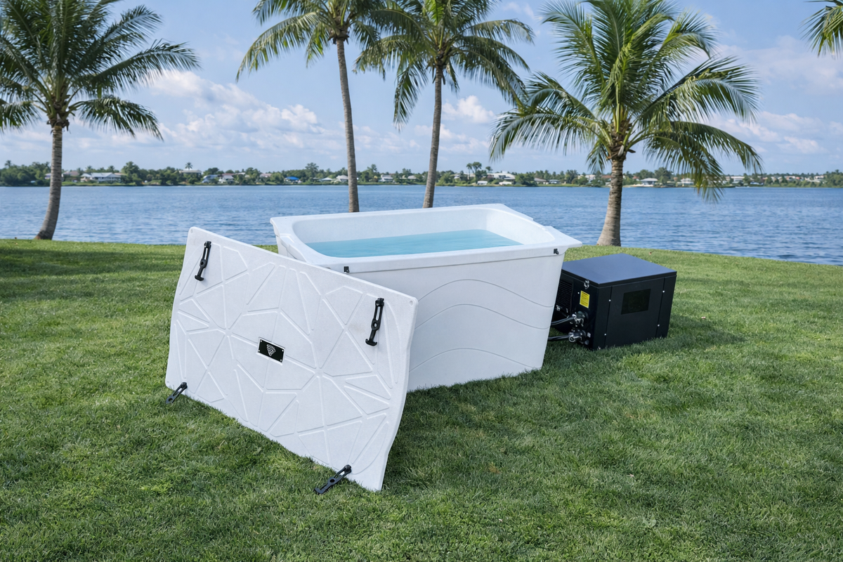 Frozin Complete Cold Plunge System – White Granite