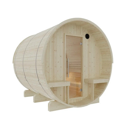 Turku 6-Person Barrel Sauna with Terrace & WiFi Heater