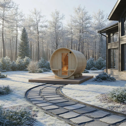 Turku 6-Person Barrel Sauna with Terrace & WiFi Heater