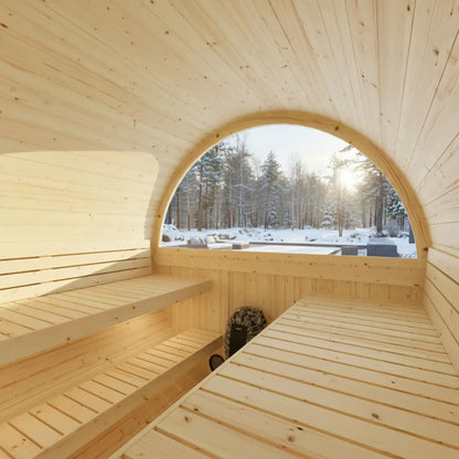 Turku 6-Person Barrel Sauna with Terrace & WiFi Heater