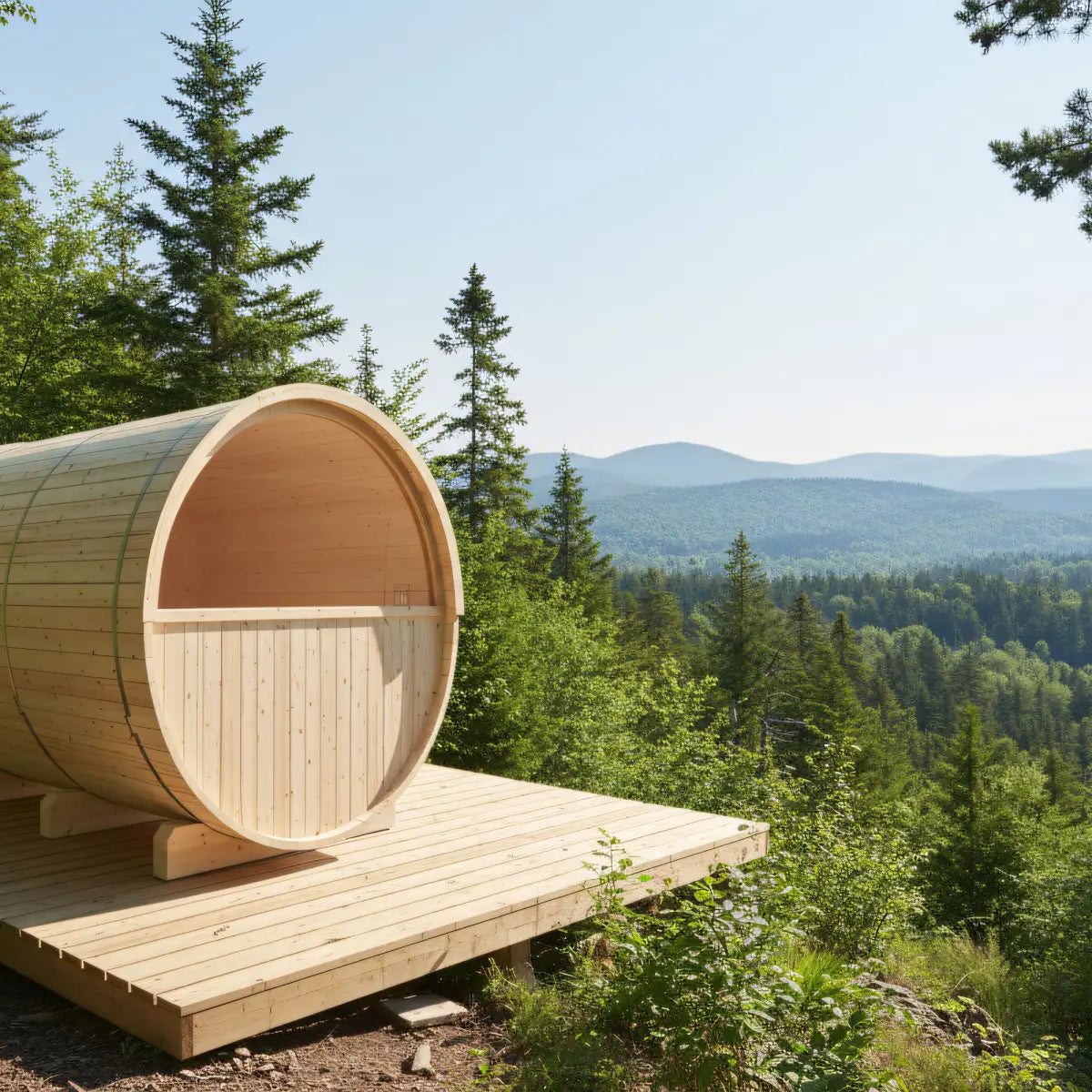 Turku 6-Person Barrel Sauna with Terrace & WiFi Heater