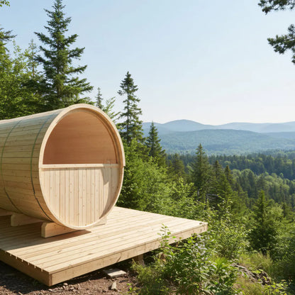 Turku 6-Person Barrel Sauna with Terrace & WiFi Heater